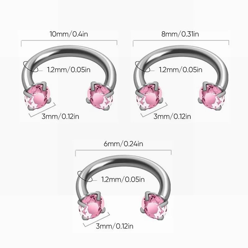 š„Hot Saleš„šZirconia Horseshoe Ring with Threaded Gems for Piercings