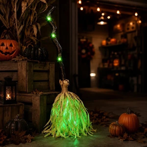 🧙♀️🧹Animated Moving Witch Broom with Light & Sound