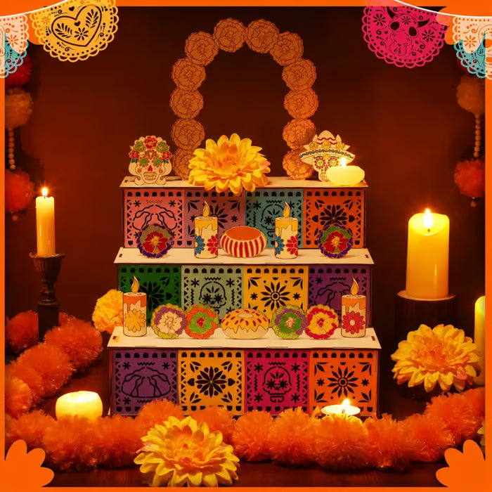 🔥Last Day 49% OFF - 🎃🏵️Day of the Dead Wooden Altar Display Set(📦Buy 2 Free Shipping)