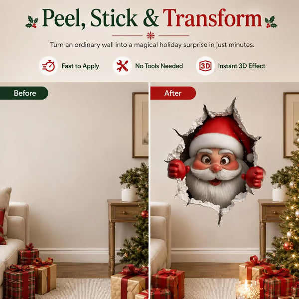 🔥Last Day 50% OFF-Creative 3D Christmas Santa Wall Sticker
