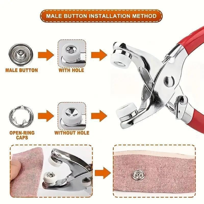 100pcs Invisible Colored Metal Buckle & Manual Pressure Pliers Kit