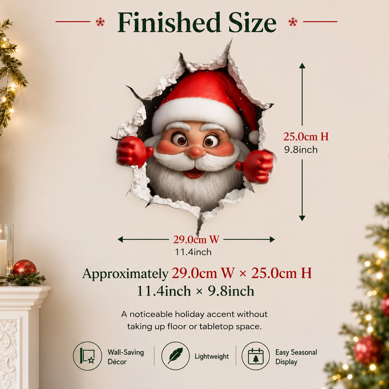 🔥Last Day 50% OFF-Creative 3D Christmas Santa Wall Sticker