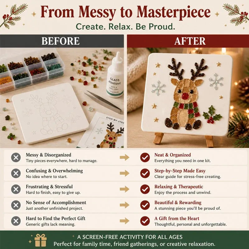 🔥 LAST DAY 49% OFF – 🎄DIY Winter Sea Glass Art Craft Kit | All-Inclusive Mosaic Set with Sea Glass, Adhesive, Sturdy Base & Festive Holiday Designs ✨