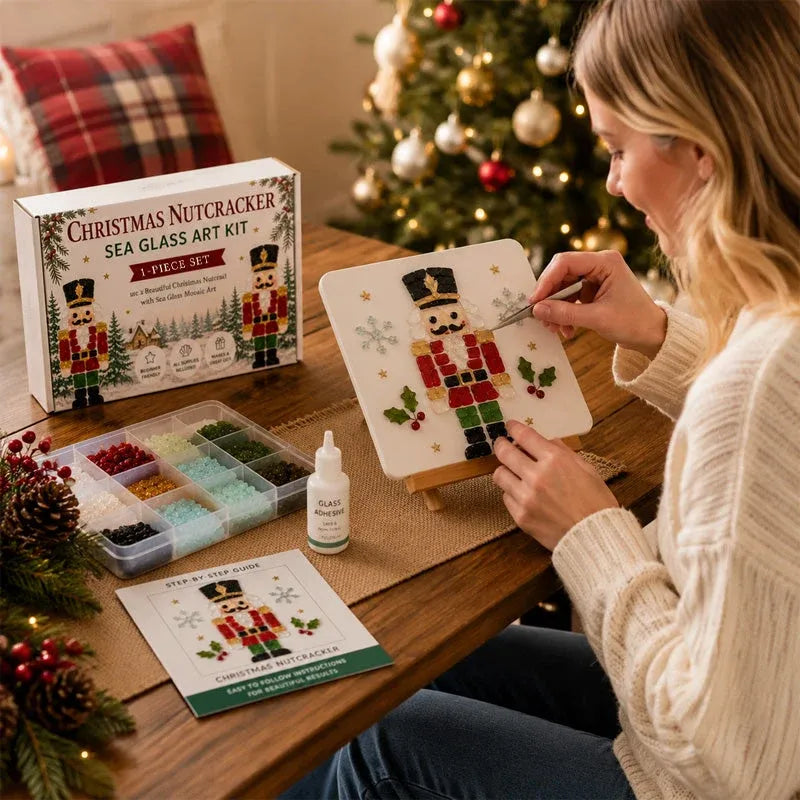 🔥 LAST DAY 49% OFF – 🎄DIY Winter Sea Glass Art Craft Kit | All-Inclusive Mosaic Set with Sea Glass, Adhesive, Sturdy Base & Festive Holiday Designs ✨