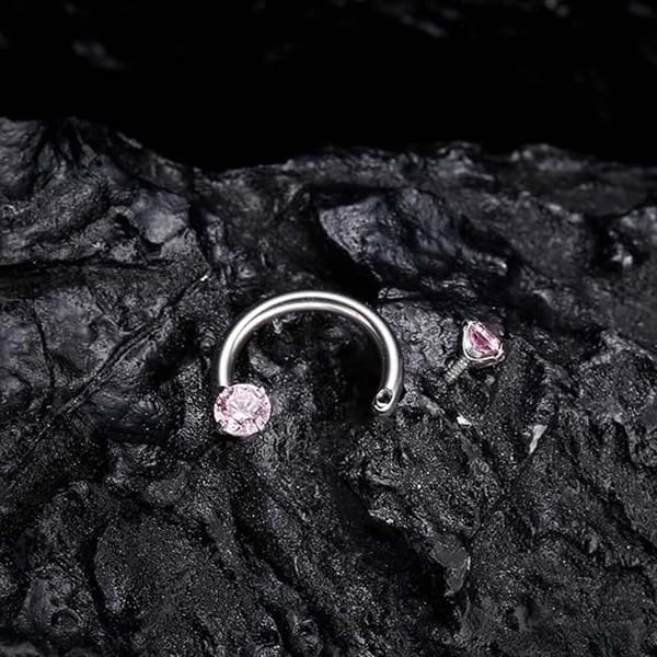 🔥Hot Sale🔥🎁Zirconia Horseshoe Ring with Threaded Gems for Piercings