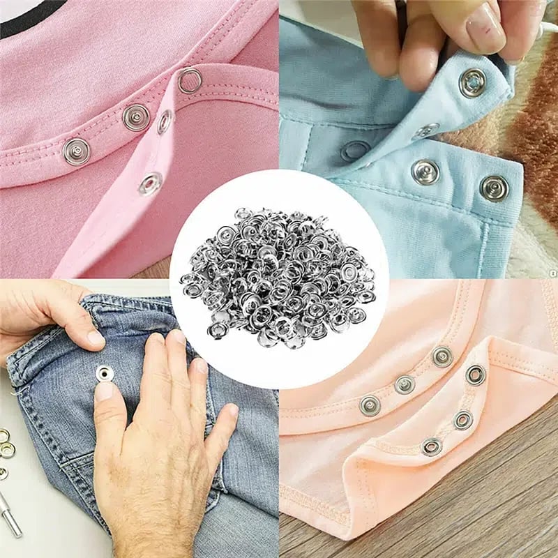100pcs Invisible Colored Metal Buckle & Manual Pressure Pliers Kit