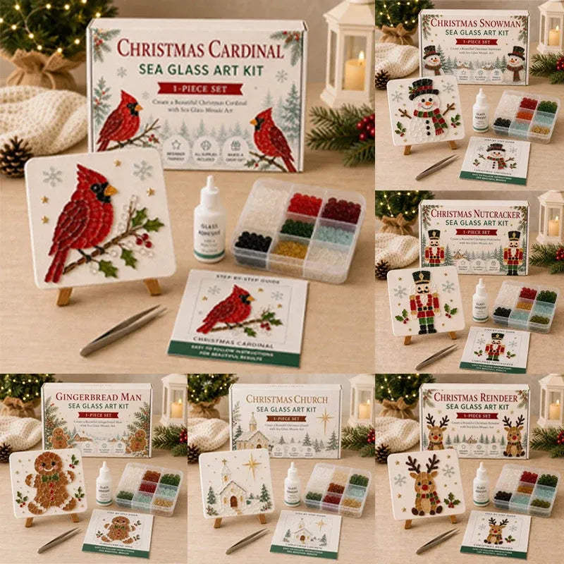🔥 LAST DAY 49% OFF – 🎄DIY Winter Sea Glass Art Craft Kit | All-Inclusive Mosaic Set with Sea Glass, Adhesive, Sturdy Base & Festive Holiday Designs ✨